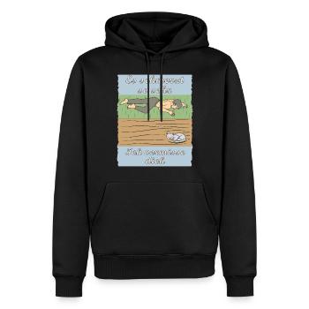 MENSCH TRAURIG KATZE - Männer Premium Bio Hoodie - Schwarz - Vorne - Nico (187cm)
