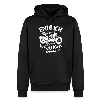 Biker Motorrad Rentner Motorrad für Bikerin - Männer Premium Bio Hoodie - Schwarz - Vorne - Nico (187cm)