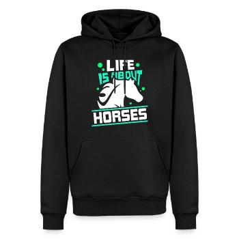 Life consists of horses horse riding - Men’s Premium Organic Hoodie - black - Front - Nico (187cm)