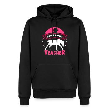 Moniteur d’équitation Cours d’équitation Équitation - Sweat à capuche Premium bio Homme - noir - Devant - Nico (187cm)