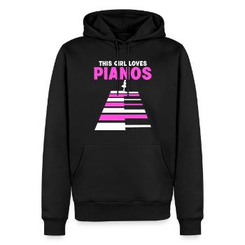 Cette fille aime le piano - Sweat à capuche Premium bio Homme - noir - Devant - Nico (187cm)
