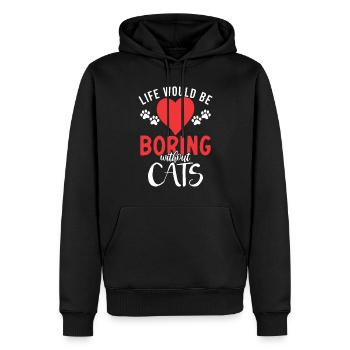 Cadeau Propriétaire de chat Cadeau de chat - Sweat à capuche Premium bio Homme - noir - Devant - Nico (187cm)