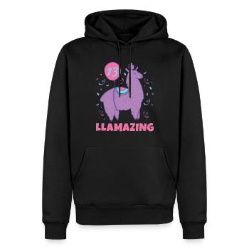 Cadeau Lama Lama Cadeau Amoureux - Sweat à capuche Premium bio Homme - noir - Devant - Nico (187cm)