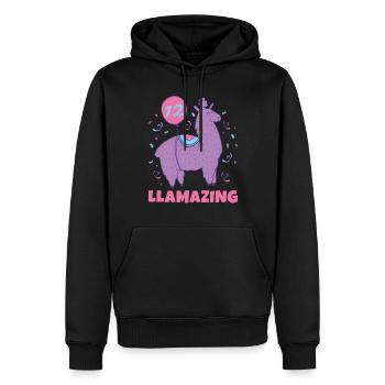 Cadeau Lama Lama Cadeau Amoureux - Sweat à capuche Premium bio Homme - noir - Devant - Nico (187cm)