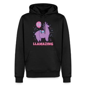 Lama Geschenk Lama Liebhaber Geschenk - Männer Premium Bio Hoodie - Schwarz - Vorne - Nico (187cm)