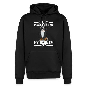 Bernois - Sweat à capuche Premium bio Homme - noir - Devant - Nico (187cm)