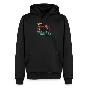 Mon vélo appelle - Je dois y aller - Sweat à capuche Premium bio Homme - noir - Devant - Nico (187cm)