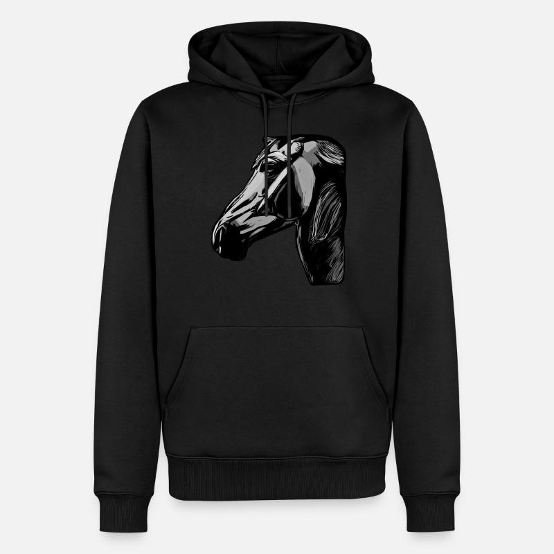 Pferd Tier Motiv - Männer Premium Bio Hoodie - Schwarz