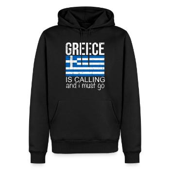 Grèce Dicton - Sweat à capuche Premium bio Homme - noir - Devant - Nico (187cm)