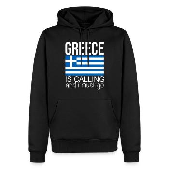Grèce Dicton - Sweat à capuche Premium bio Homme - noir - Devant - Nico (187cm)