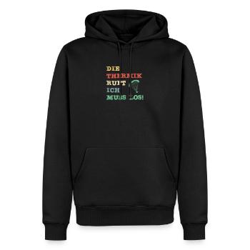 Die Thermik ruft, ich muss los - Männer Premium Bio Hoodie - Schwarz - Vorne - Nico (187cm)