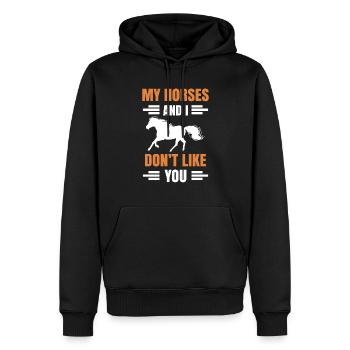 Meine Pferde Und Ich Mögen Dich Nicht Pferd - Männer Premium Bio Hoodie - Schwarz - Vorne - Nico (187cm)