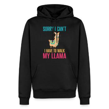 Cadeau Lama Lama Cadeau Amoureux - Sweat à capuche Premium bio Homme - noir - Devant - Nico (187cm)