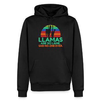 Cadeau Lama Lama Cadeau Amoureux - Sweat à capuche Premium bio Homme - noir - Devant - Nico (187cm)