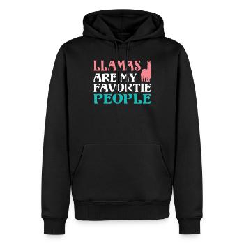 Cadeau Lama Lama Cadeau Amoureux - Sweat à capuche Premium bio Homme - noir - Devant - Nico (187cm)