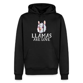Cadeau Lama Lama Cadeau Amoureux - Sweat à capuche Premium bio Homme - noir - Devant - Nico (187cm)