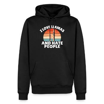 Cadeau Lama Lama Cadeau Amoureux - Sweat à capuche Premium bio Homme - noir - Devant - Nico (187cm)