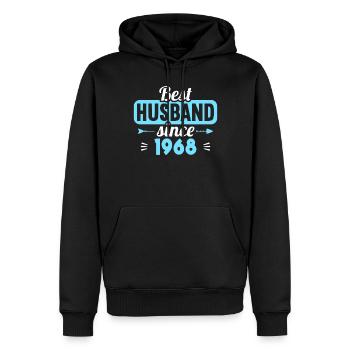 55e anniversaire de mariage Meilleur mari depuis 1968 - Sweat à capuche Premium bio Homme - noir - Devant - Nico (187cm)