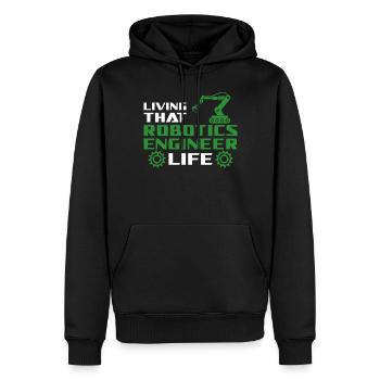 Robot Robotics Engineer Living - Men’s Premium Organic Hoodie - black - Front - Nico (187cm)
