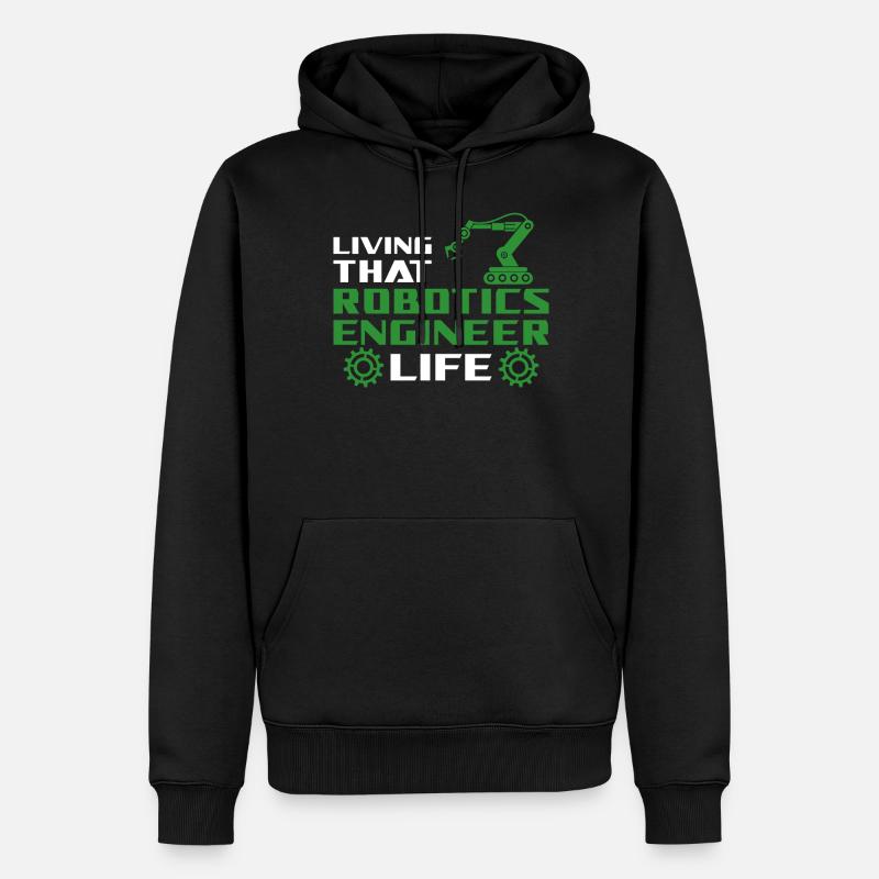 Robot Robotics Engineer Living - Männer Premium Bio Hoodie - Schwarz