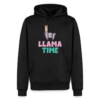 Cadeau Lama Lama Cadeau Amoureux - Sweat à capuche Premium bio Homme - noir - Devant - Nico (187cm)
