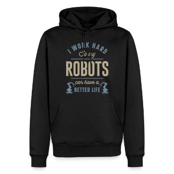 Robot Robotics Engineer I Work - Men’s Premium Organic Hoodie - black - Front - Nico (187cm)