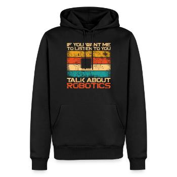 Robot Robotique Ingénieur Rétro - Sweat à capuche Premium bio Homme - noir - Devant - Nico (187cm)