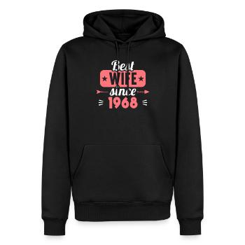 55e anniversaire de mariage Meilleure épouse depuis 1968 - Sweat à capuche Premium bio Homme - noir - Devant - Nico (187cm)