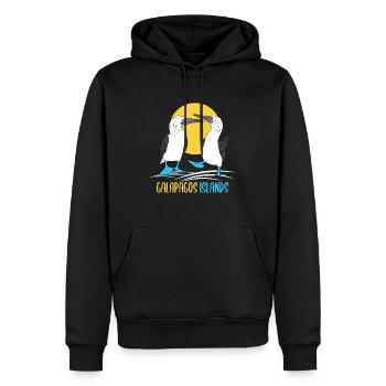 Îles Galapagos - Sweat à capuche Premium bio Homme - noir - Devant - Nico (187cm)