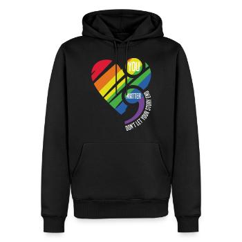 Point-virgule, You Matter Ne laissez pas votre histoire se terminer pour - Sweat à capuche Premium bio Homme - noir - Devant - Nico (187cm)