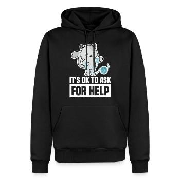 C’est bien de demander de l’aide pour les personnes en santé mentale - Sweat à capuche Premium bio Homme - noir - Devant - Nico (187cm)