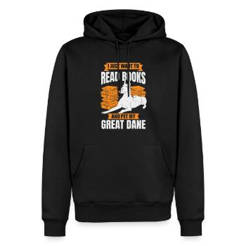 Great Dane German Mastiff Dog Reading Lover Gift - Men’s Premium Organic Hoodie - black - Front - Nico (187cm)