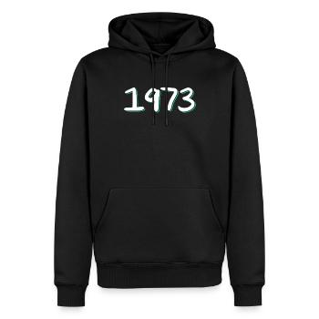 1973 Anniversaire - Sweat à capuche Premium bio Homme - noir - Devant - Nico (187cm)