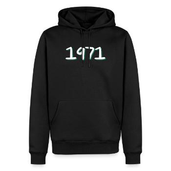 1971 Anniversaire - Sweat à capuche Premium bio Homme - noir - Devant - Nico (187cm)