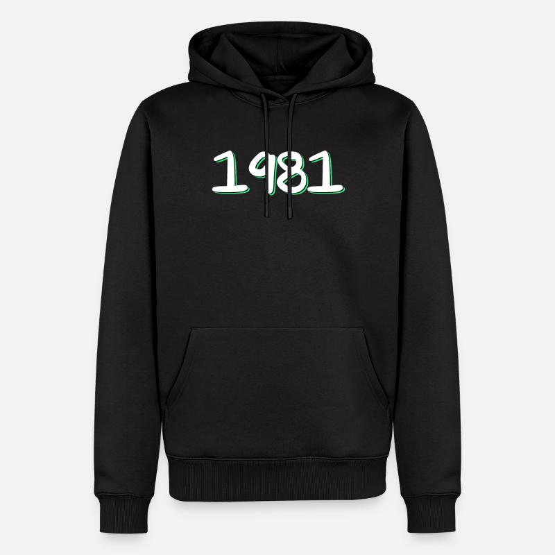 1981 Anniversaire - Sweat à capuche Premium bio Homme - noir