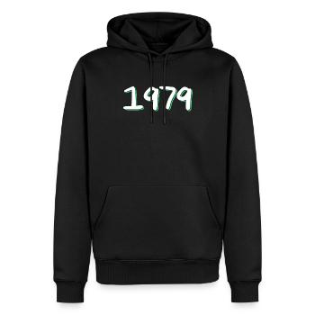 1979 Anniversaire - Sweat à capuche Premium bio Homme - noir - Devant - Nico (187cm)