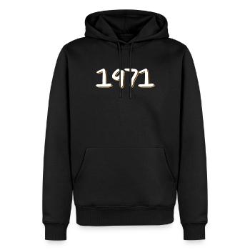 1971 Anniversaire - Sweat à capuche Premium bio Homme - noir - Devant - Nico (187cm)