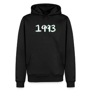 1993 Anniversaire - Sweat à capuche Premium bio Homme - noir - Devant - Nico (187cm)
