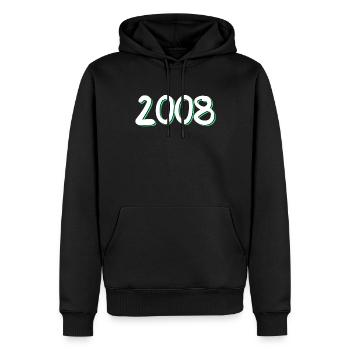 Anniversaire 2008 - Sweat à capuche Premium bio Homme - noir - Devant - Nico (187cm)