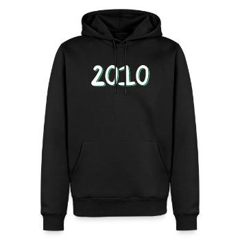 2010 Anniversaire - Sweat à capuche Premium bio Homme - noir - Devant - Nico (187cm)