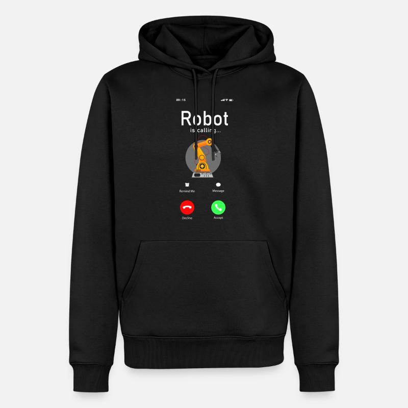 Robot Robotics Engineer Phone - Männer Premium Bio Hoodie - Schwarz