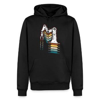 Robot Robotique Ingénieur Rétro - Sweat à capuche Premium bio Homme - noir - Devant - Nico (187cm)