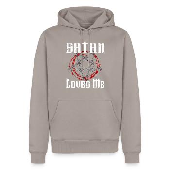 Satan Belzébuth Diable Gothique Pentagramme Mystique - Sweat à capuche Premium bio Homme - taupe - Devant - Nico (187cm)