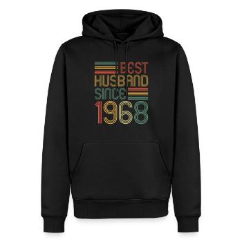 55e anniversaire de mariage Meilleur mari depuis 1968 - Sweat à capuche Premium bio Homme - noir - Devant - Nico (187cm)