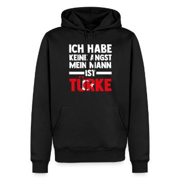 Ich habe keine Angst mein Mann ist Türke - Männer Premium Bio Hoodie - Schwarz - Vorne - Nico (187cm)