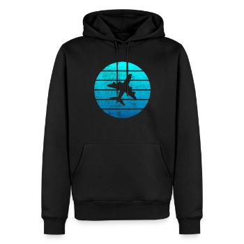 Flugzeug - Männer Premium Bio Hoodie - Schwarz - Vorne - Nico (187cm)