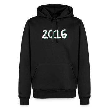 Anniversaire 2016 - Sweat à capuche Premium bio Homme - noir - Devant - Nico (187cm)
