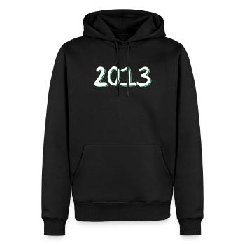 Anniversaire 2013 - Sweat à capuche Premium bio Homme - noir - Devant - Nico (187cm)