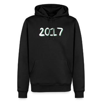 Anniversaire 2017 - Sweat à capuche Premium bio Homme - noir - Devant - Nico (187cm)