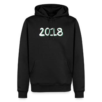 Anniversaire 2018 - Sweat à capuche Premium bio Homme - noir - Devant - Nico (187cm)
